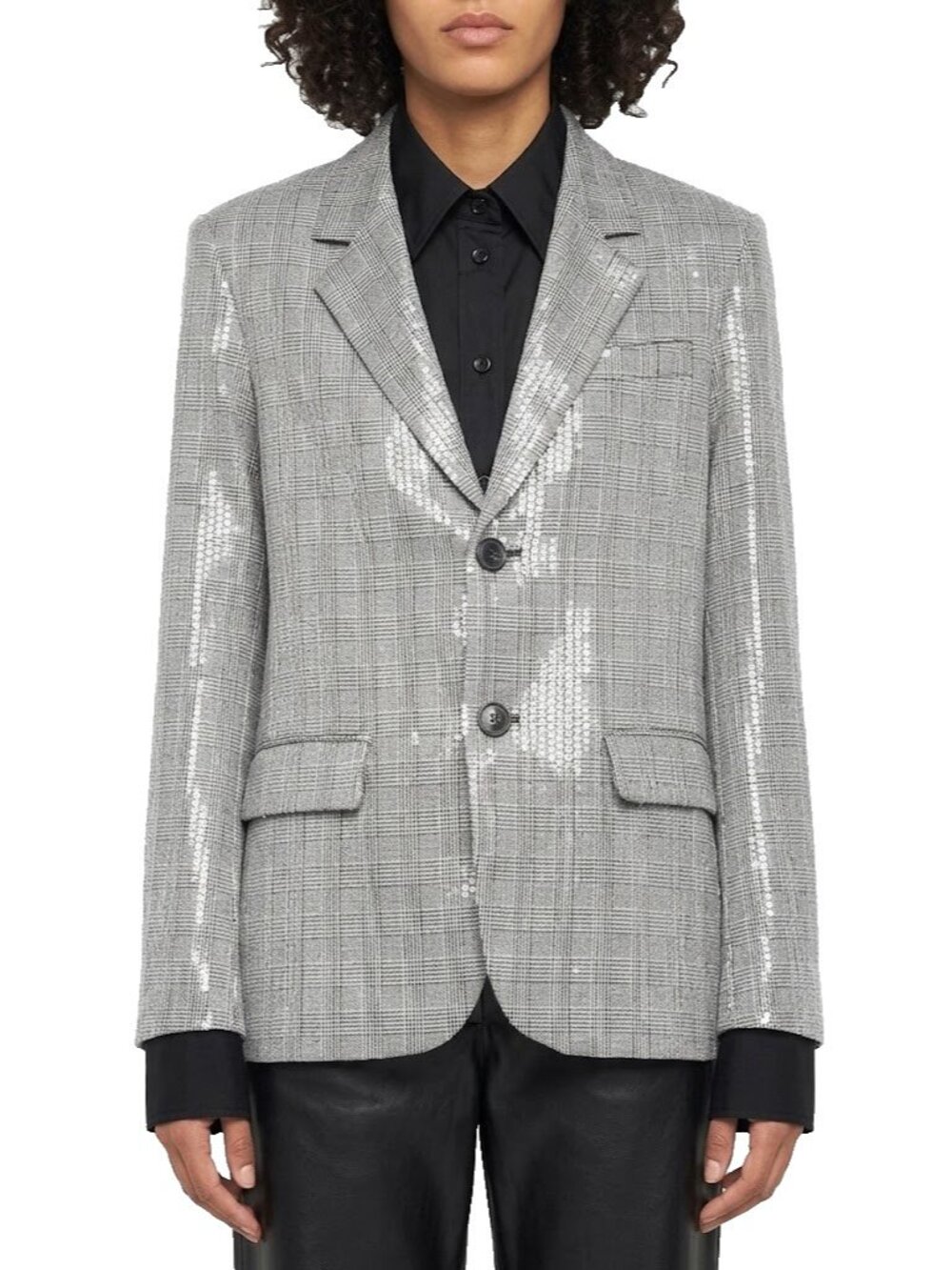 NWT Zadig & Voltaire Vanille Sequin Blazer in Black Plaid Check Jacket 38 $748